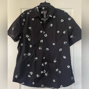 H&M Black Shirt with White Floral Pattern